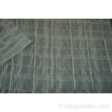 Tissu en mousseline de soie en polyester froissé or à rayures lurex
